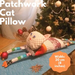 handmade patchwork cat pillow